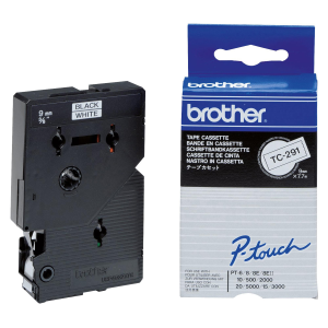 BROTHER TC291 NASTRO 9MM x 7.7MT COLORE BIANCO STAMPA NERO